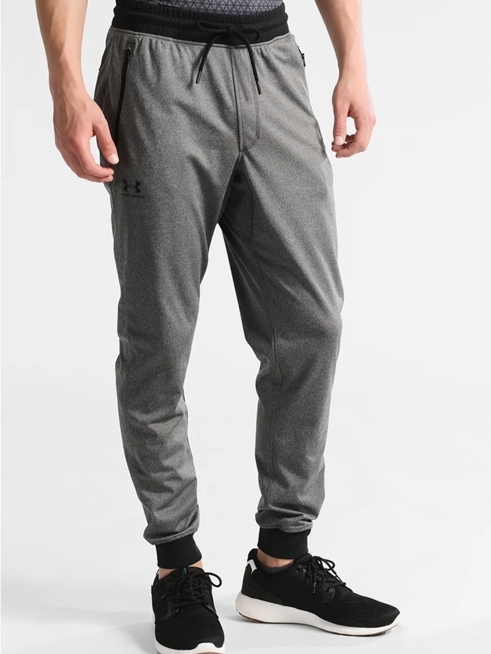 Under Armour Men’s Heather Gray Jogger Sweatpants with Black Waistband